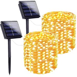 sanjicha extra long solar string lights outdoor, 2 pack each 72ft 200 led super bright solar lights outdoor, waterproof 8 modes solar fairy lights for tree xmas party garden (warm white)