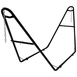 sunnydaze 550 pound capacity universal multi use heavy duty steel hammock stand, 2 person, fits hammocks 9 to 14 feet long, black