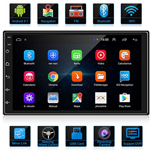 ankeway double din android car stereo with gps/hifi/wifi/bluetooth/rds/fm, 7 inch 1080p hd touch screen car radio bluetooth multimedia player supports mirror link(android/ios)+backup camera+dual usb
