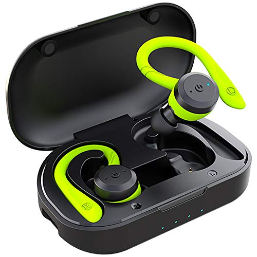 apekx bluetooth headphones true wireless earbuds with charging case ipx7 waterproof stereo sound earphones built in mic in ear headsets deep bass for sport running green