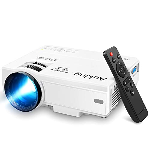auking mini projector 2021 upgraded portable video projector,55000 hours multimedia home theater movie projector,compatible with full hd 1080p hdmi,vga,usb,av,laptop,smartphone