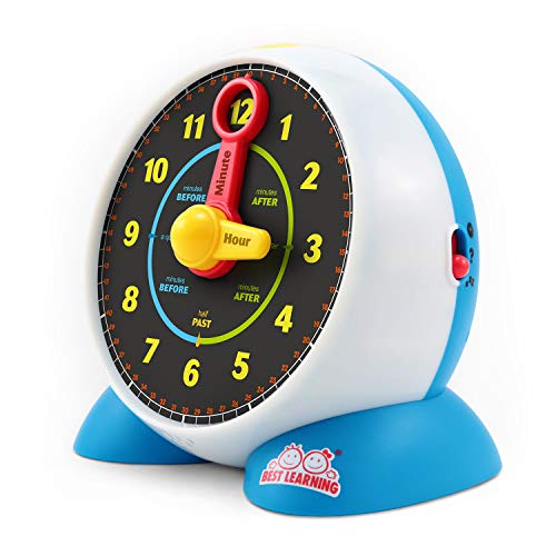 best learning learning clock educational talking learn to tell time light up toy with quiz and sleep mode lullaby music for toddlers & kids ages 3 to 6 years old