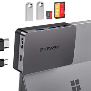 byeasy surface pro 7 docking station, 6 in 1 microsoft surface pro 7 usbc hub with 4k hdmi, pd 60w type c charging, sd/tf card reader, 2 usb 3.0 specifically designed expansion hub for surface pro 7