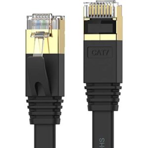 cat 7 ethernet cable 25 ft high speed, shielded ethernet cord, lan cable with rj45, weatherproof flat internet network patch cord, fast lan wire for gaming, ps5/4/3, xbox, modem, router