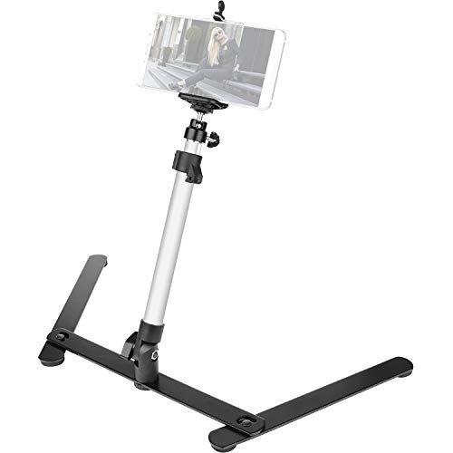 chromlives photo copy stand pico projector stand with phone clamp overhead phone mount phone stand mini tripod adjustable tabletop monopod stand compatible with smart phone