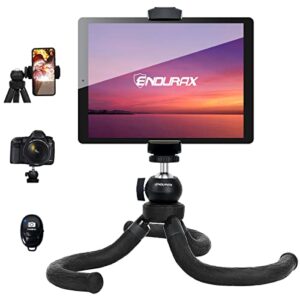 endurax tablet tripod for ipad iphone, flexible phone tripod with remote shutter, perfect for facetime, zoom class, vlogging, video recording