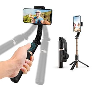 gimbal stabilizer with selfie stick for iphone: portable handheld gimble with tripod & remote for cell phone camera & samsung android smartphone recording video & vlogging on tiktok & youtube