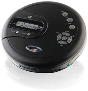 gpx pc332b portable cd player with anti skip protection, fm radio and stereo earbuds black