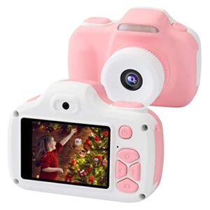 kids camera for girls, christmas birthday toy gifts for age 3 9, kids cameras with flash, 12mp selfie video digital cameras for 3 4 5 6 7 8 9 years old girl, toddler camera with 16gb sd card (pink)