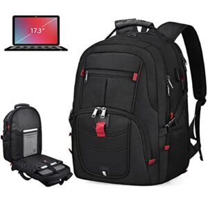 laptop backpack 17 inch waterproof extra large tsa travel backpack anti theft college business mens backpacks with usb charging port 17.3 gaming computer backpack for women men black 45l
