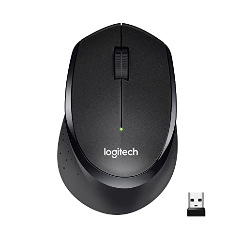 logitech m330 silent plus wireless mouse, 2.4ghz with usb nano receiver, 1000 dpi optical tracking, 2 year battery life, compatible with pc, mac, laptop, chromebook black