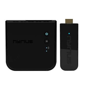 nyrius aries pro+ wireless hdmi video transmitter & receiver to stream 1080p video up to 165ft from laptop, pc, cable box, game console, dslr camera to a tv, projector or boardroom screen (npcs650)