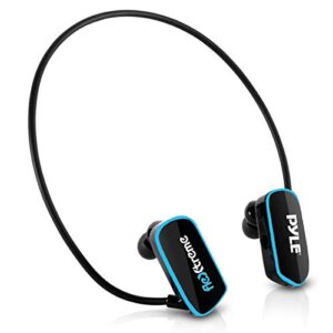 pyle upgraded waterproof mp3 player v2 flextreme sports wearable headset music player 8gb underwater swimming jogging gym earphones rechargeable flexible headphones usb connection9 pswp14bk