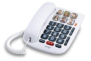 smpl hands free dial photo memory corded phone, one touch dialing, large buttons, flashing alerts, durable, perfect for seniors, alzheimer's, dementia, hearing impaired