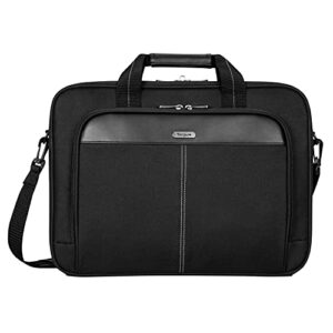 targus classic slim briefcase with crossbody shoulder bag design for the business professional travel commuter and laptop protection fits up to 15 16" laptops, black (tct027us)