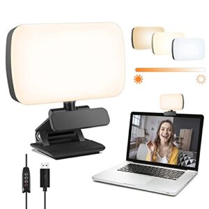 video conference lighting, webcam lighting for remote working, zoom lighting for laptop/computer, zoom calls, live streaming, self broadcasting, video light for zoom meeting with sturdy clip