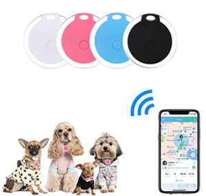 4 pack smart key finder locator, gps tracking device for kids pets keychain wallet luggage anti lost tag alarm reminder selfie shutter app control compatible ios android