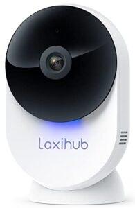 5ghz wifi security camera indoor baby monitor cam laxihub white home pet/dog/cat camera with app, 5ghz/2.4ghz dual bands,1080p fhd night vision, 2 way audio, motion detection area customized