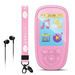 agptek mp3 player for kids, children music player with bluetooth, built in speaker 8gb, 2.4 inch color screen, support fm radio, video, voice recorder, expandable up to 128gb,pink