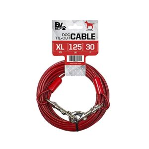 bv pet tie out cable for dogs up to 125 pounds, 30 feet (red/ 125lbs/ 30ft)