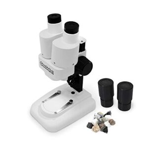 educational insights geosafari stereoscope, introductory stereo microscope for kids, dual eyepiece up to 20x magnification, includes 12 rock samples, ages 8+