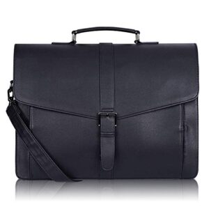 estarer men's leather briefcase for travel/office/ business 15.6 inch laptop messenger bag