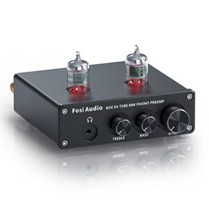 fosi audio box x4 phono preamp headphone amplifier/preamplifier hi fi pre amp with jan 5654w vacuum tubes for mm turntable phonograph record player with volume bass treble control