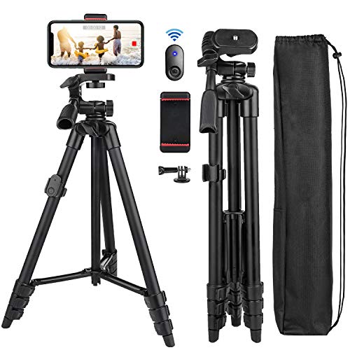 phone tripod nagnahz 55inch video recording tripod stand with sefie remote 360 panorama pan head travel portable selfie stick extendable tripod for mobile phones iphone 11/xs/x/8/gopro/camera
