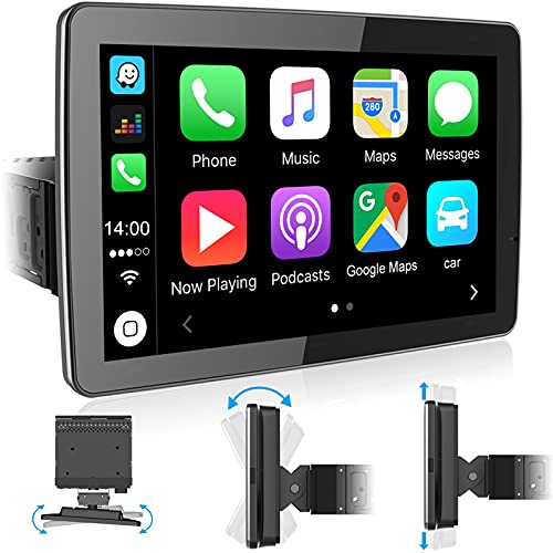 single din bluetooth car stereo: 9 inch ips touchscreen audio with carplay | android auto | mirrorlink | backup camera | fm/am car radio | usb/sd/aux in | fast charging | subwoofer