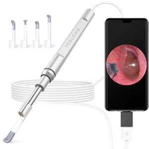 teslong digital otoscope with ear wax remover, hd ear otoscope camera with 6 led lights for android, windows & macbook device
