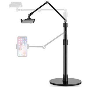 viozon tablet phone overhead stand, height & 360 degree angle adjustable, aluminum desktop stand, compatible with 3.5 11" cellphone or tablet such as iphone ipad pro air mini, samsung, nexus(ap 4p b)
