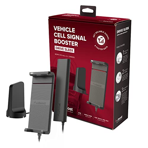 weboost drive sleek car cell phone signal booster with cradle mount| boosts 5g & 4g lte for all u.s. carriers verizon, at&t, t mobile | magnetic roof antenna | made in usa | fcc approved (470135)