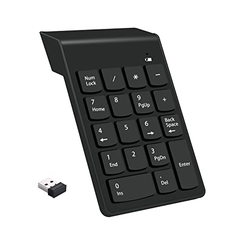 wireless numeric keypad 18keys portable number numpad with 2.4g mini usb receiver for laptop notebook, desktop, surface pro, pc black
