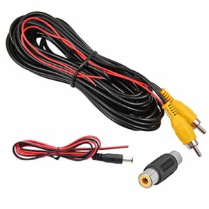 backup camera rca video cable,car reverse rear view camera video cable with detection wire(33ft/10 meters),av extension cable with rca video female to female coupler and power cable