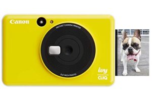 canon ivy cliq instant camera printer, mini photo printer with 2"x3" sticky back photo paper(10 sheets), bumblebee yellow
