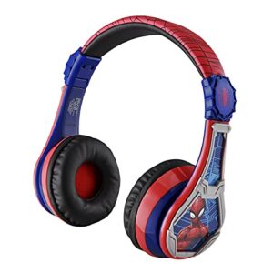 ekids spiderman bluetooth kids headphones with microphone, volume reduced to protect hearing rechargeable battery, adjustable kids headband for school home or travel