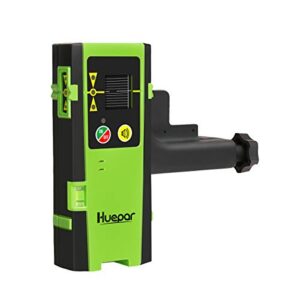 huepar laser detector for line laser level, digital laser receiver used with pulsing line lasers up to 200ft, detect red and green laser beams, three sided led displays, clamp included lr 6rg