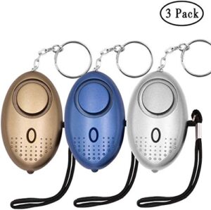 kosin safe sound personal alarm, 3 pack 145db personal security alarm keychain with led lights, emergency safety alarm for women, men, children, elderly (3 pack)1