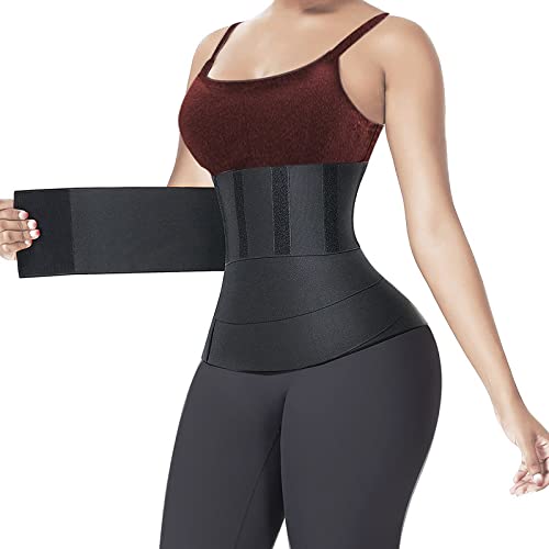 snatch me up bandage wrap waist trainer for women lower belly fat waist wraps for stomach wraps plus size 13.1ft black