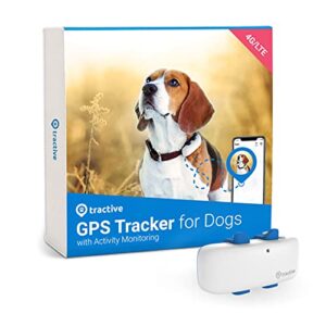 tractive waterproof gps dog tracker location & activity, unlimited range & works with any collar (white)