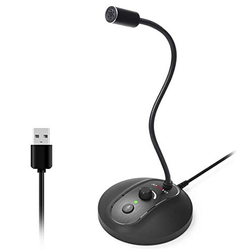 usb computer microphone with mute button, plug&play condenser, desktop, pc, laptop, mac, ps4 mic 360 gooseneck design recording, dictation, youtube, gaming, streaming (omnidirectional jv601pro) …