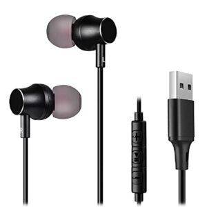 usb earbuds for computer, in ear usb headphones with microphone & 1.8m long cord, compatible with laptop, desktop pc, notebook, chromebook, cgs w1b
