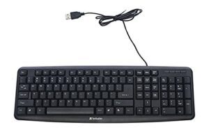 verbatim slimline full size wired keyboard usb plug and play compatible with pc, laptop black
