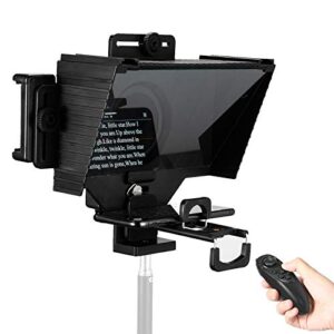 vitopal tc3 mini portable adjustable teleprompter for smartphone tablet dslr camera teleprompter kit with remote control & lens adapter rings