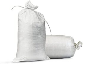empty white sandbags with ties (bundle of 10) 14" x 26" woven polypropylene sand bags, sandbags for flooding, sand bags flood protection