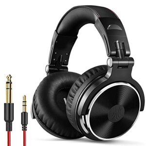 oneodio wired over ear headphones studio monitor & mixing dj stereo headsets with 50mm neodymium drivers and 1/4 to 3.5mm audio jack for amp computer recording phone piano guitar laptop black