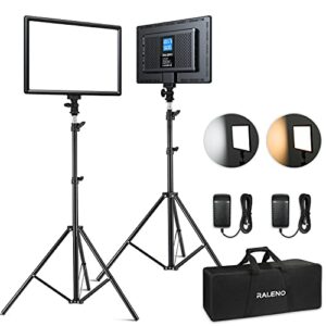 raleno 2 packs led video light and 75inches stand lighting kit include: 3200k 5600k cri95+ built in battery with 1 handbag 2 light stands for gaming,streaming,youtube,web conference,studio photography