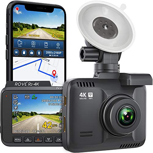rove r2 4k dash cam built in wifi gps car dashboard camera recorder with uhd 2160p, 2.4" lcd, 150° wide angle, wdr, night vision