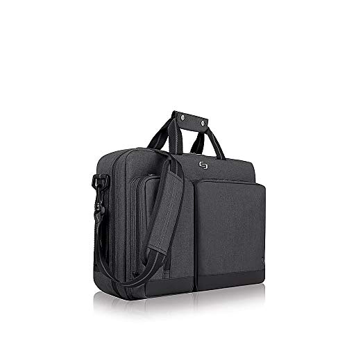solo new york briefcase, gray, black, 12.5" x 17" x 5"