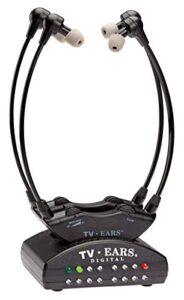 tv ears dual digital wireless headset system, use 2 headsets at same time, connects to both digital and analog tvs, tv hearing aid device for seniors and hard of hearing 11841